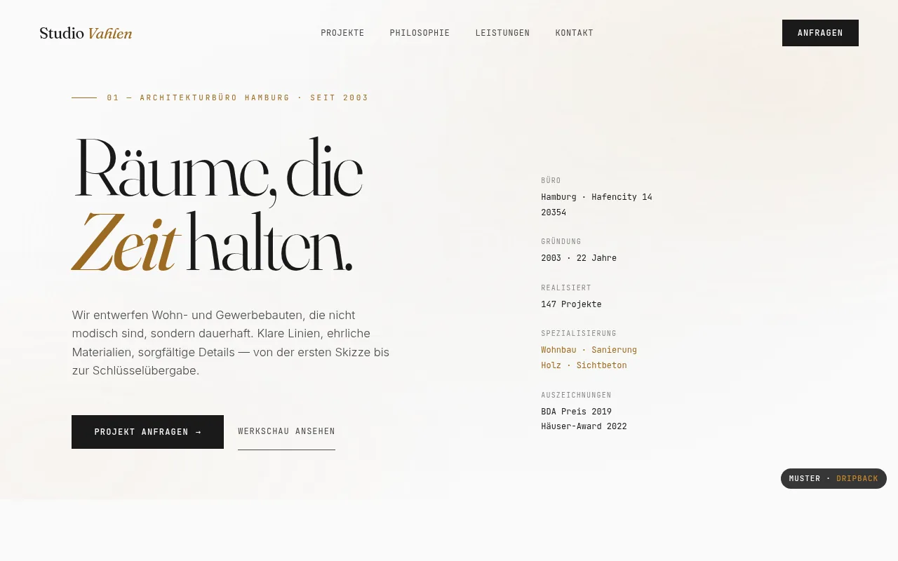 Architekt Minimal Mockup-Vorschau
